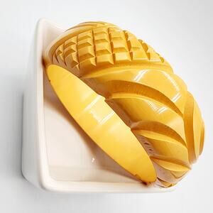 Vintage Carved Butterscotch Bakelite Bangle Bracelet Deep Relief Tested